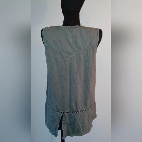 A Sonoma Eyelet Lace Olive Green Tank Top Blouse - Picture 4 of 6